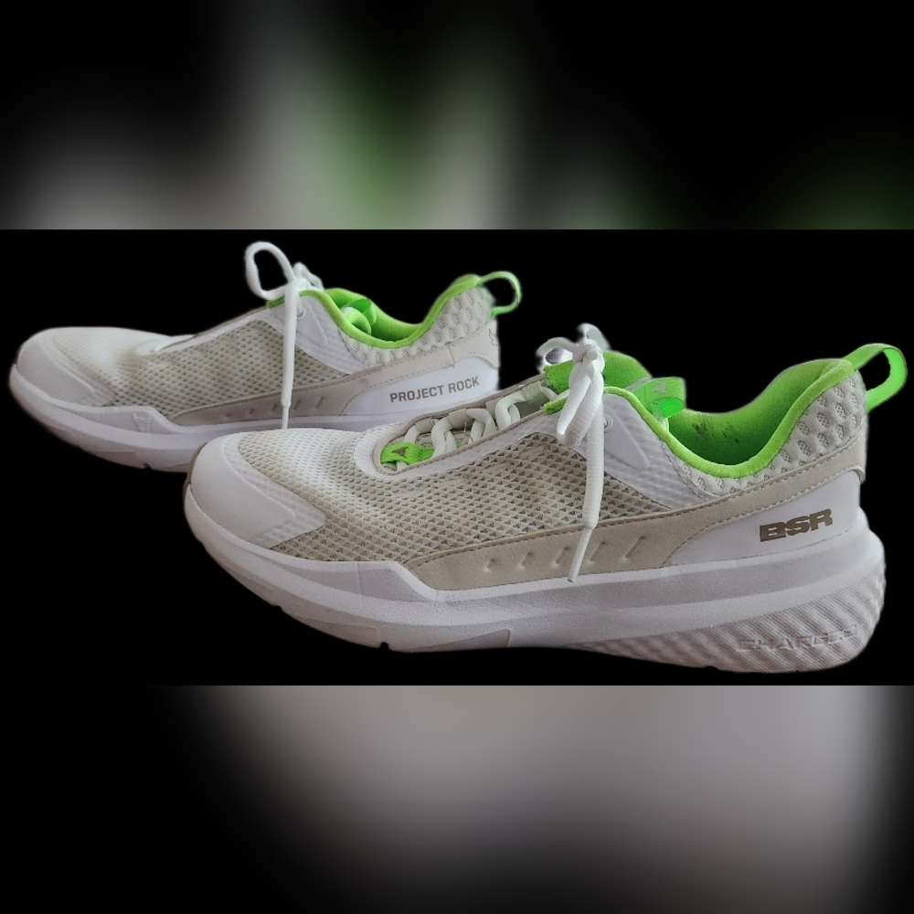 Under Armour Project Rock BSR 5 Shoes Womens Size 10.5 White Neon Green Training